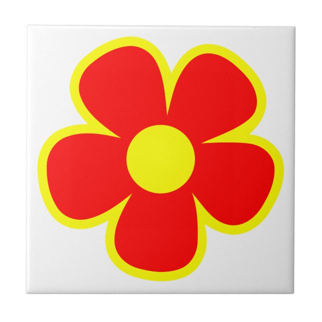 Fun and Funky 60s 70s Retro Flower Ceramic Tile (Front)
