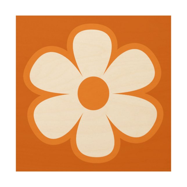 Fun and Funky 60s 70s Retro Flower Wood Wall Art (Front)
