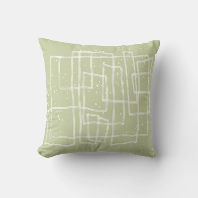 fun and funky abstract line art lime green  throw pillow (Front)