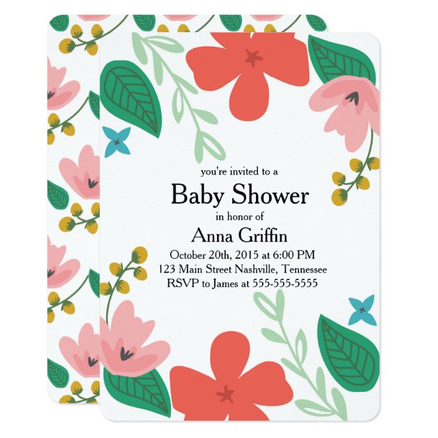 Fun And Funky Floral Baby Shower Invitation