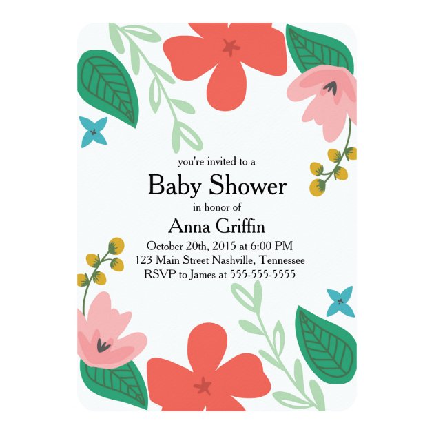 Fun And Funky Floral Baby Shower Invitation