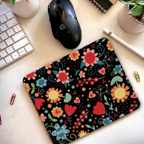 Fun and  Funky Floral Inspirivity Mouse Pad