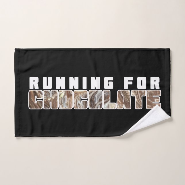 Fun And Funky Running For Chocolate Text Design  Hand Towel (Hand Towel)