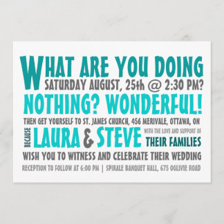 Fun and Modern Wedding Invitation - Any Color
