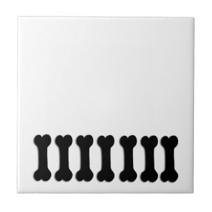 Fun and Playful Dog Bone Themed Gift BLACK V01 Ceramic Tile