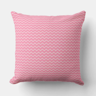 Fun and Playful Pink and White Zigzag Pattern Throw Pillow