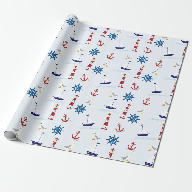 Fun and Simple Nautical Wrapping Paper (Unrolled)