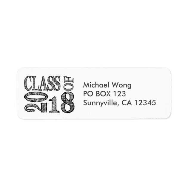 Fun And Simple Pen Sketch Class Of 2018 Graduation Label