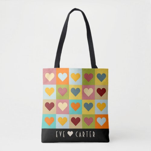 Fun and Stylish Multi_color Hearts Tote Bag