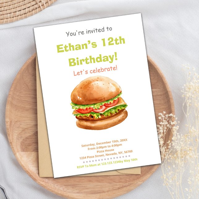 Fun and Tasty Party Invite (Burger Birthday Invitations)