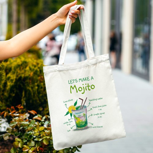 Fun and Trendy Mojito Recipe Tote Bag Gift