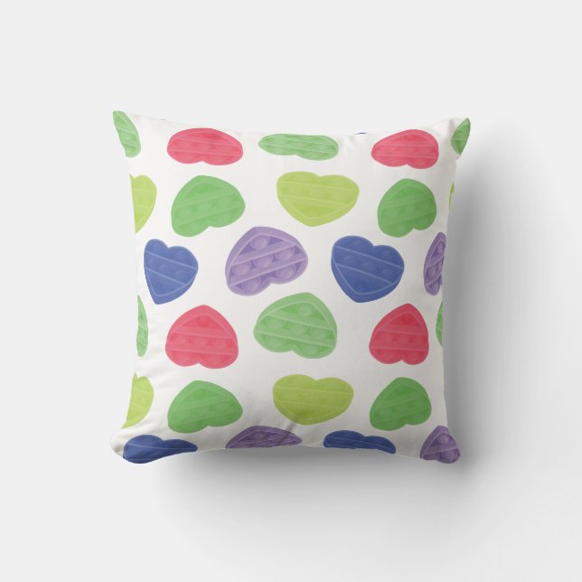 Fun and Trendy Poppit Pop-it hearts design Throw Pillow (Front)