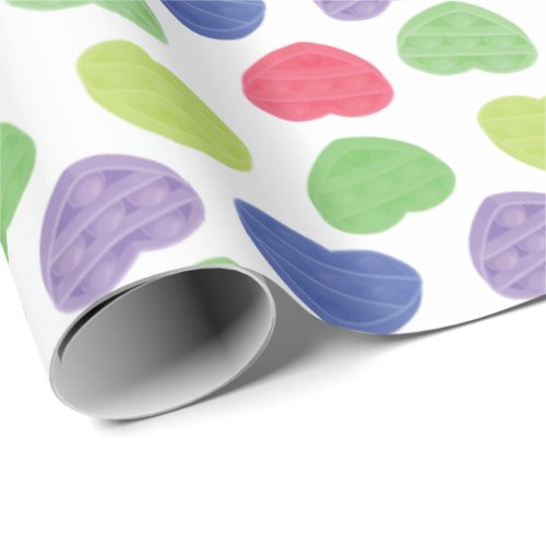 Fun and Trendy Poppit Pop_it hearts design Wrapping Paper