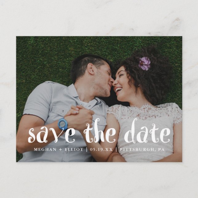 Fun and Trendy Wedding Save the Date Photo Announcement Postcard (Front)