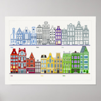 Fun and Unique color Amsterdam Row House 2 Poster