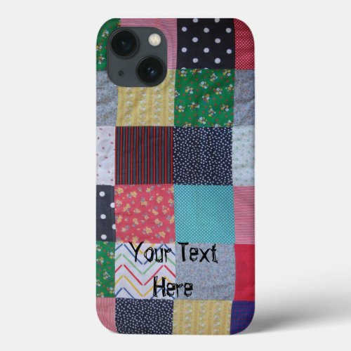 fun and unique colorful vintage patchwork  iPhone 13 case