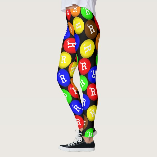Fun and Unique Monogram Candy-coated Chocolates Leggings (Left)