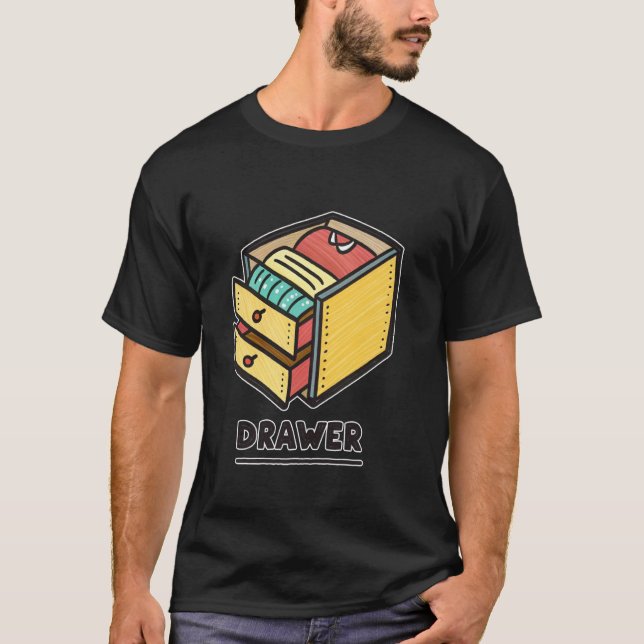 Fun and Vibrant Design with Drawer T-Shirt (Front)