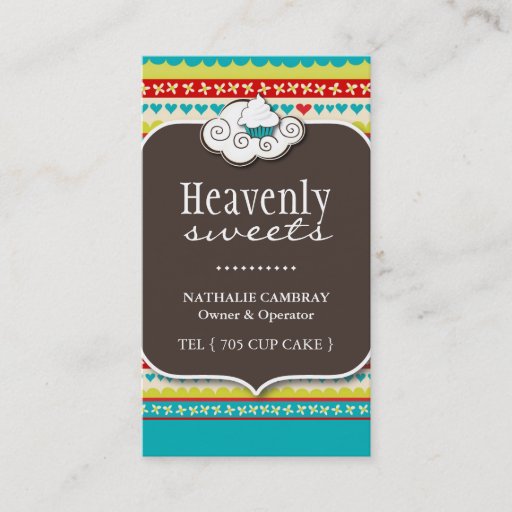 Customizable Fun and Whimsical Cupcake | Bakery Business Card