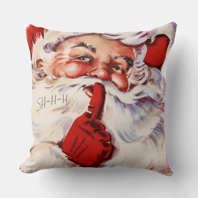 Fun and Whimsical Santa Claus Christmas Throw Pillow (Front)
