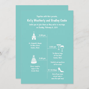 Fun and Whimsy Teal Wedding Timeline Invitation