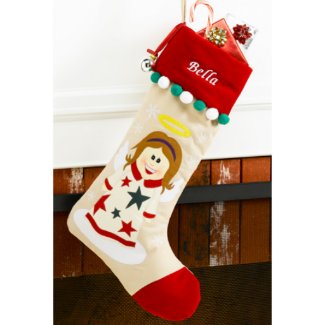 Fun Angel Velvet Character Christmas Stocking
