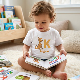 Fun Animal ABC Learning: Cute Kangaroo Alphabet K Toddler T-shirt