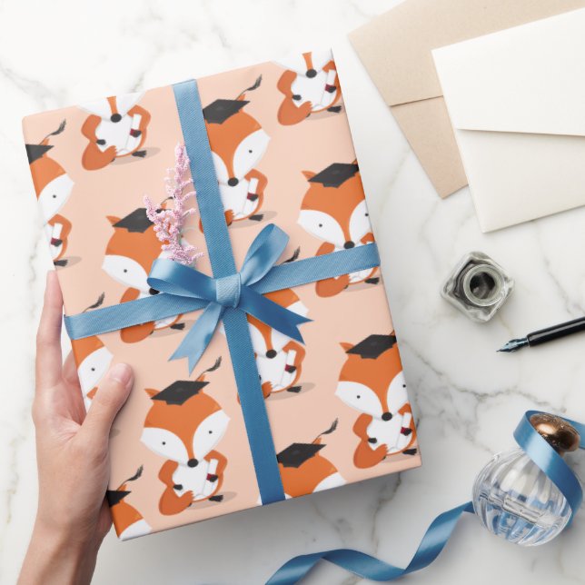 Fun Animal Fox Graduation Wrapping Paper (Gifting)