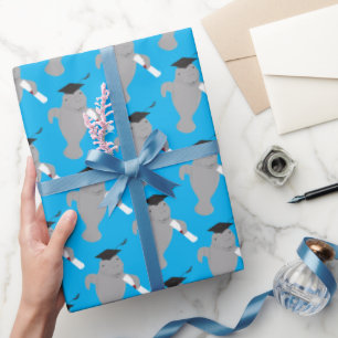 Fun Animal Manatee Graduation  Wrapping Paper