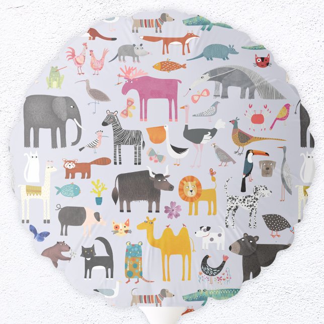 Fun Animal Menagerie Balloon (Jungle, safari, zoo, wild and pet animals and bird design balloon)