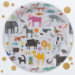 Fun Animal Menagerie Paper Plates<br><div class="desc">Featuring all sorts of jungle,  safari,  zoo animals,  pets,  birds and wildlife. A monster and a dinosaur mmight have sneaked in there too. Perfect for a fun animal lover's celebration.  Original art by Nic Squirrell.</div>