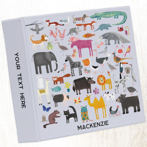 Fun Animal Menagerie Personalized 3 Ring Binder