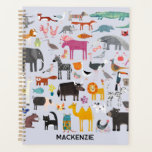 Fun Animal Menagerie Personalized Planner<br><div class="desc">Featuring all sorts of jungle,  safari,  zoo animals,  pets,  birds and wildlife. A monster and a dinosaur mmight have sneaked in there too. Original art by Nic Squirrell. Change the text on the front and spine to personalize.</div>