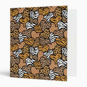 Fun animal pattern hearts 3 ring binder