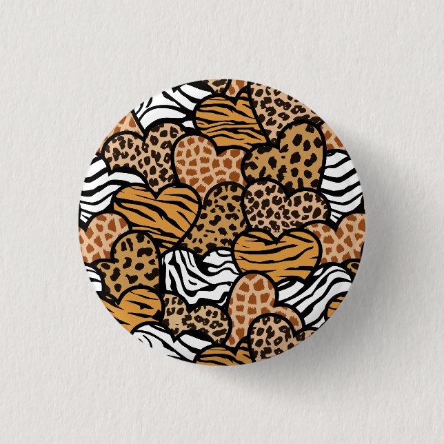 Fun animal pattern hearts button (Front)