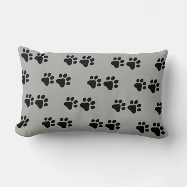 Fun animal paw prints dog cat lumbar pillow (Front)