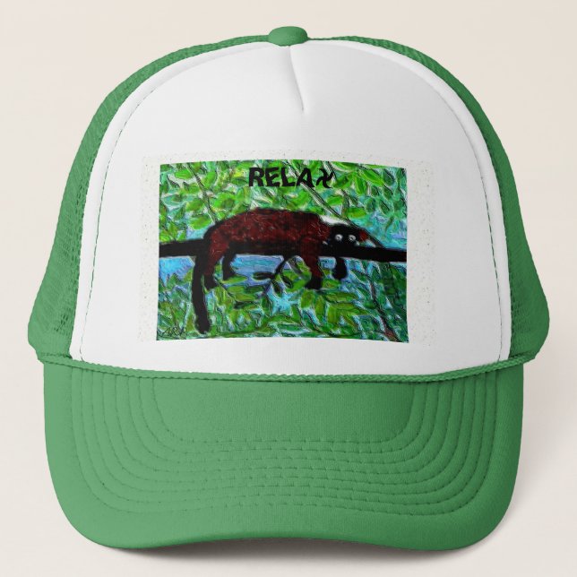 Fun Animal Red Lemur Art Trucker Hat (Front)
