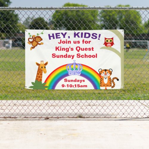 Fun Animal Sunday School Banner