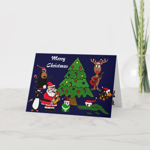 Fun Animals and Music Christmas Card