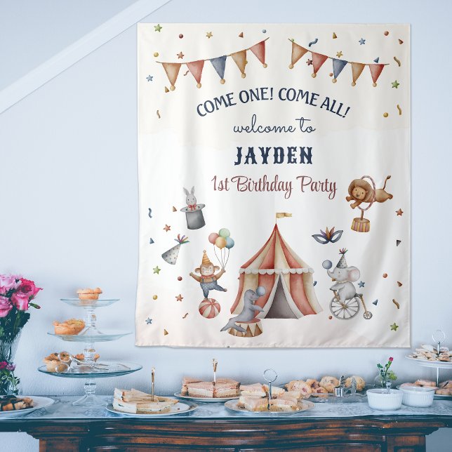 Fun Animals Circus Parade Kids Birthday Backdrop (Fun Animals Circus Parade Kids Birthday Backdrop)