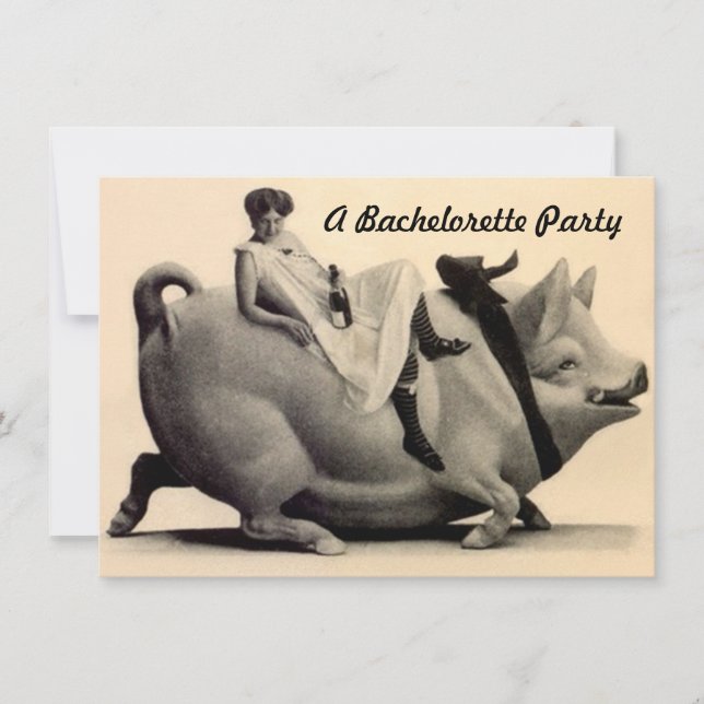 Fun Antique Wedding Bachelorette Party Invitations (Front)