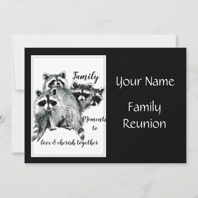 Fun Any Time, Family Reunion Cute Raccoon Animals Invitation (Front)