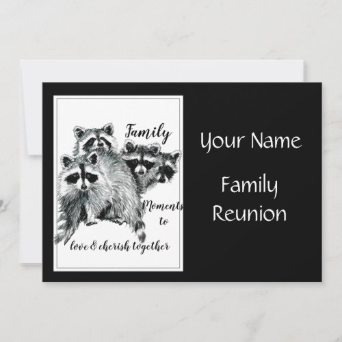 Fun Any Time Family Reunion Cute Raccoon Animals Invitation