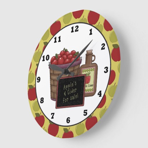 Fun Apple Fruit Kitchen wall clock Zazzle