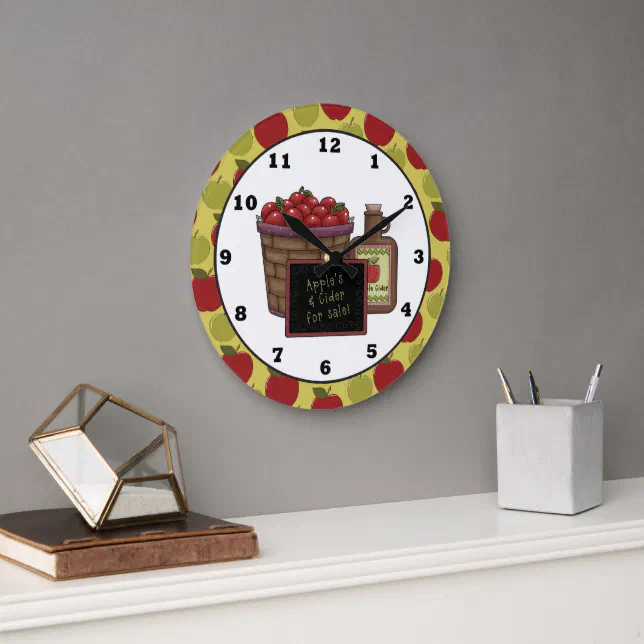 Fun Apple Fruit Kitchen wall clock Zazzle