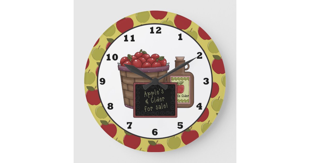 Fun Apple Fruit Kitchen wall clock Zazzle