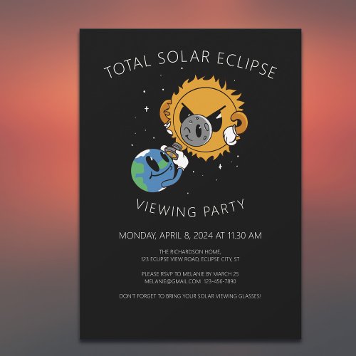 Fun April 8 2024 Total Solar Eclipse Viewing Party Invitation