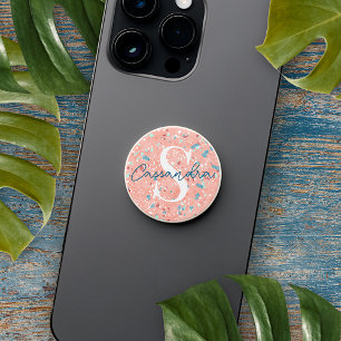 Fun Aqua Blue Mint Green Peach Orange Terrazzo PopSocket