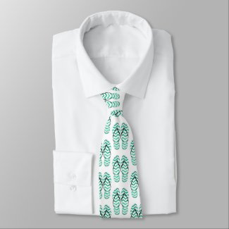 Fun Aqua Flipflop Pattern - Tropical Party Neck Tie