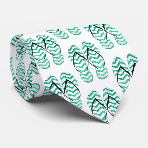 Fun Aqua Flipflop Pattern _ Tropical Party Neck Tie